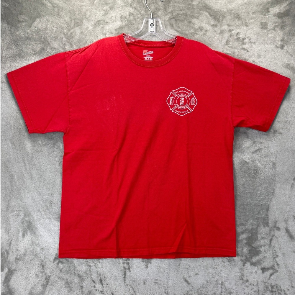 Hanes Islamorada Fire Rescue T-Shirt Mens Large Red Graphic Engine 19 20 21 L
